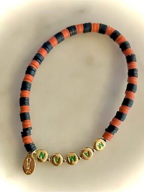 Clare V bracelet MAMAN charm in Navy/Poppy, Sold-Out/Rare